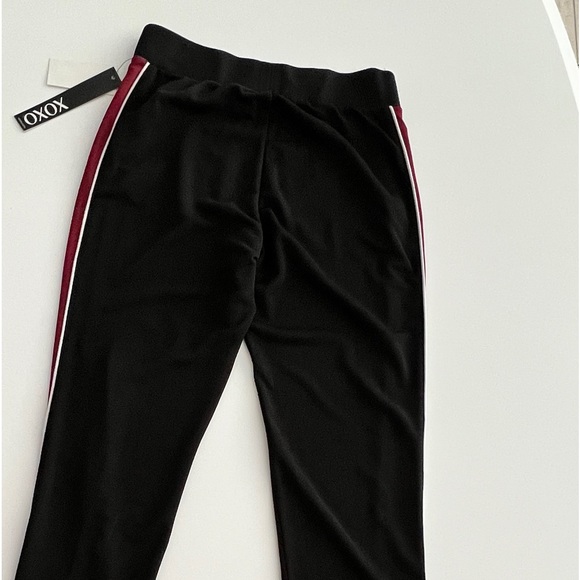 XOXO BLACK Snap-Side Drip Track Pants MAROON WINE White NWT S Caj to Dressy Y2K - Picture 7 of 11